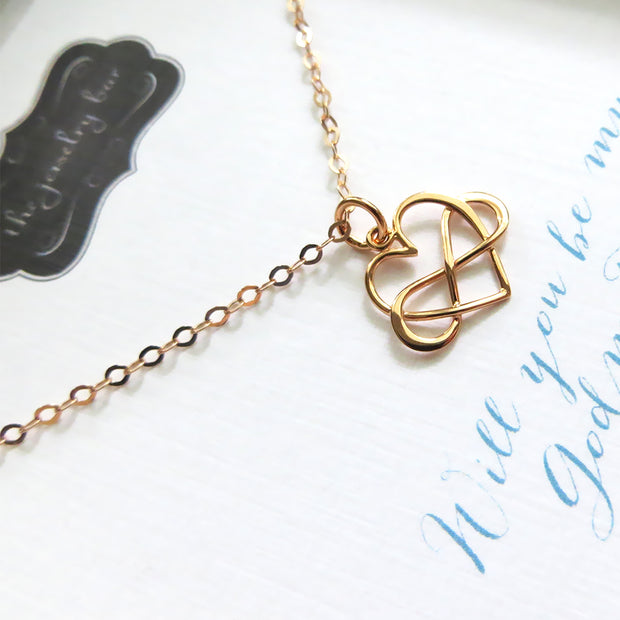 Godmother proposal gift, infinity heart necklace, will you be my godmother, rose gold finish, timeless, godmom gift from godchild - RayK designs