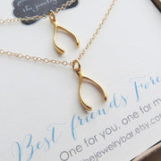 Best friends gift gold Wishbone necklace set of 2 - RayK designs
