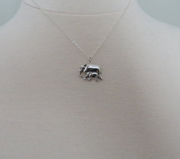 Mother and son mama and baby elephant pendant necklace - RayK designs