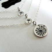 Mother two daughter sterling silver Dandelion necklace set - RayK designs