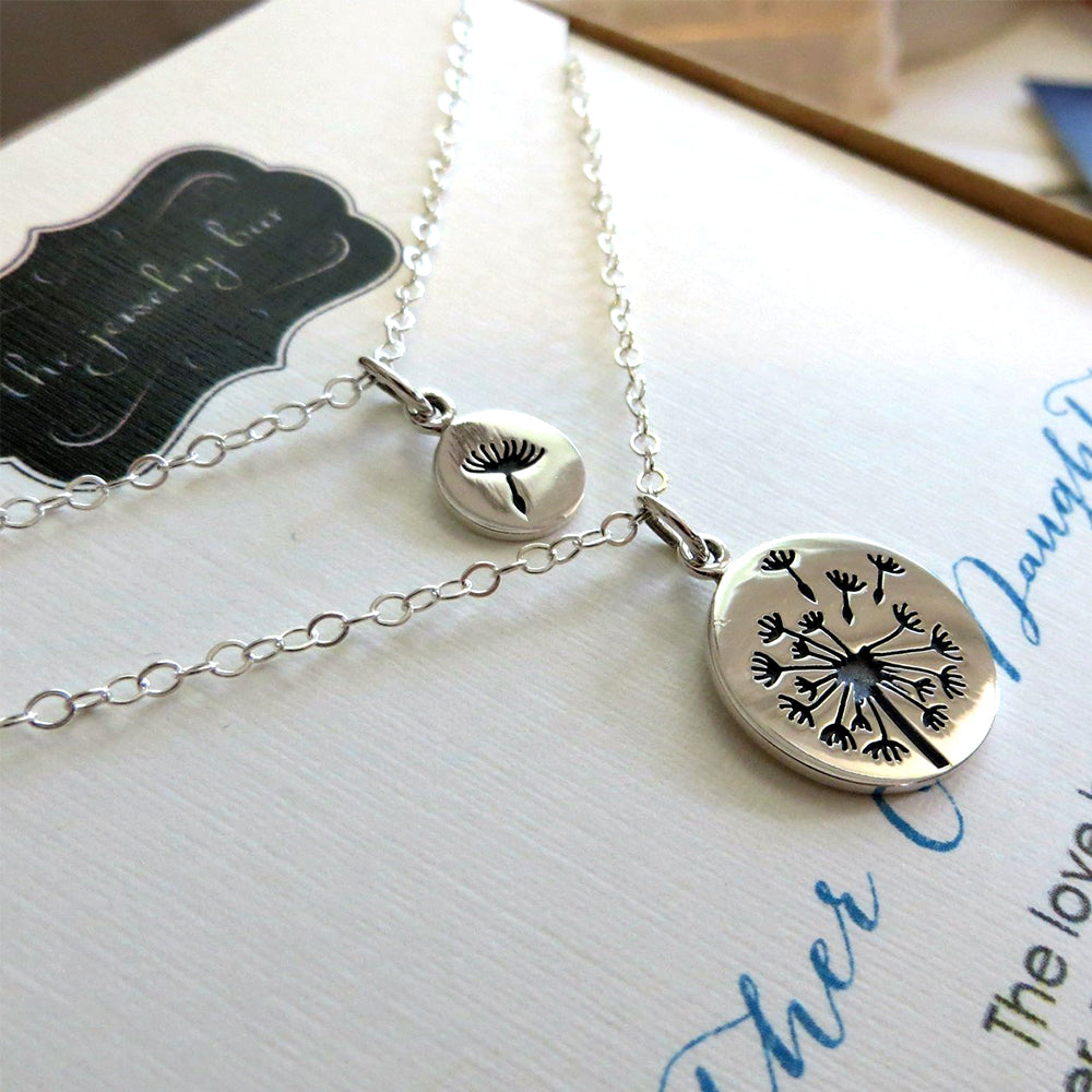 Mother daughter Dandelion charm necklace set - Main Image