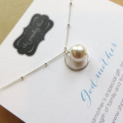 Godmother gift, eternity pearl necklace, elegant godmom necklace, communion, baptism, godmother jewelry, from godchild - RayK designs