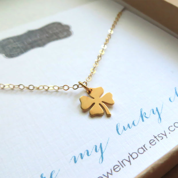 You are my lucky charm necklace, Shamrock necklace, four leaf clover, best wishes, good luck charm , graduation gift, gold or silver - RayK designs
