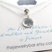 Grandmother granddaughter tree of life and acorn necklace set - RayK designs