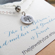 Grandmother granddaughter tree of life and acorn necklace set - RayK designs
