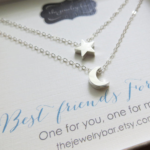 best friend moon and star necklace set of 2 - RayK designs