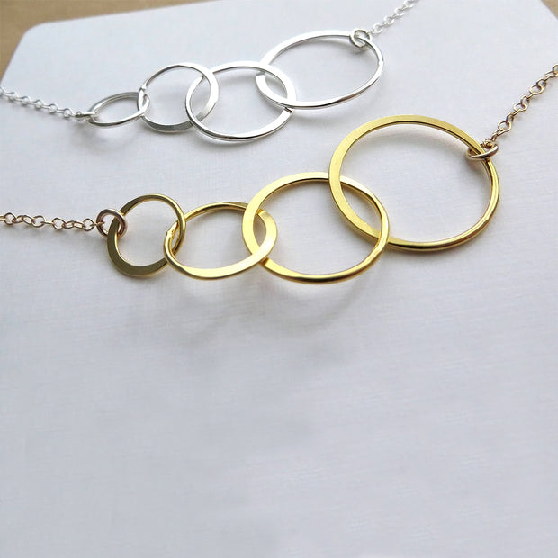 Generations jewelry, Eternity four circles necklace for great grandmother - RayK designs