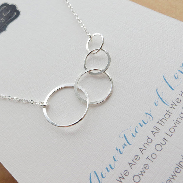 Generations jewelry, Eternity four circles necklace for great grandmother - RayK designs