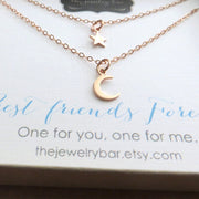 best friend rose gold moon and star necklace - RayK designs