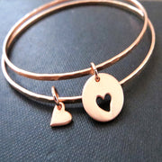 Rose gold mother daughter bracelets,  set of 2 bangles for mom and daughter, gift for her - RayK designs