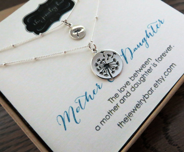 mother daughter dandelion charm necklace with ball chain - RayK designs