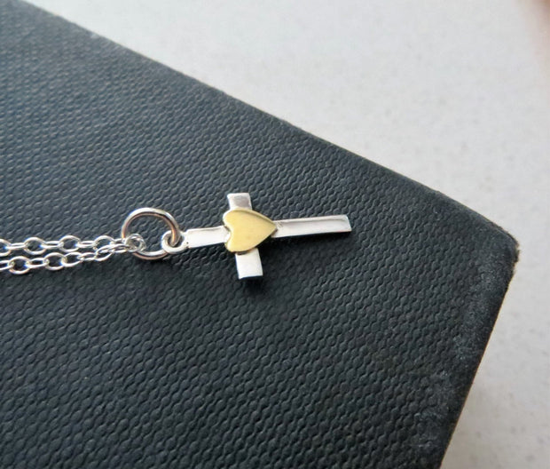 Gift for goddaughter, I carry your heart necklace, cross with gold heart accent, baptism, godchild gift, first communion, goddaughter gift - RayK designs