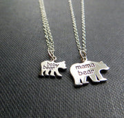 Mama & baby bear necklace, sterling silver mommy and me set - RayK designs