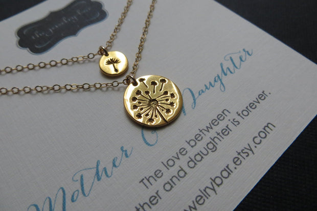 Mother daughter gold dandelion necklace set of 2 - RayK designs