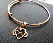 Mother of the bride gift, rose gold infinity heart bangle bracelet, wedding gift for mom from bride, mother of the groom gift, love - RayK designs