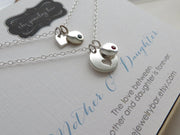 Mother daughter birthstone disk necklace set - RayK designs