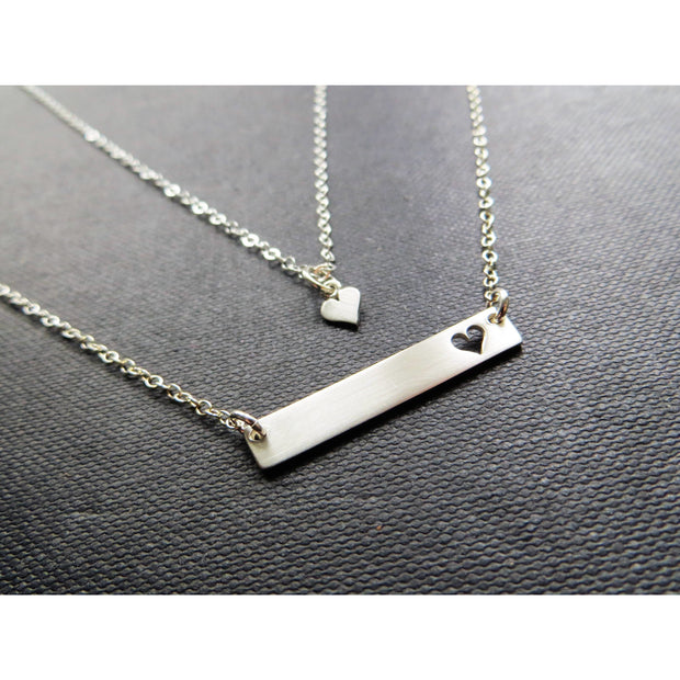 Mommy and me bar necklace set-engraving option - RayK designs