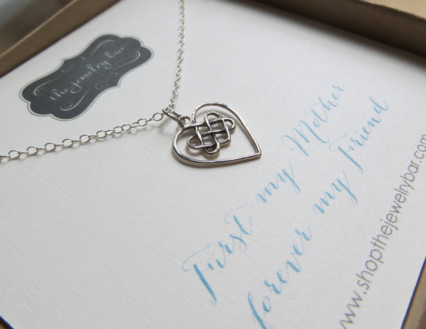 Mother of the bride gift, Celtic heart charm necklace, knot, infinity, forever my mother forever my friend, mother in law gift - RayK designs