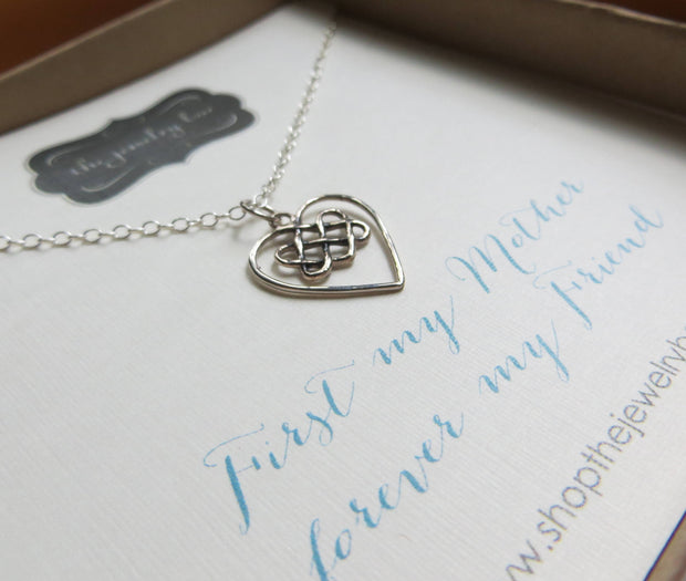 Mother of the bride gift, Celtic heart charm necklace, knot, infinity, forever my mother forever my friend, mother in law gift - RayK designs