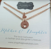 Mother of the bride gift from daughter, mother daughter bracelet set, sterling silver heart cutout charm, gift for mom from bride, mom gifts - RayK designs
