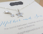 Mother son jewelry - star cutout necklace and clip - RayK designs