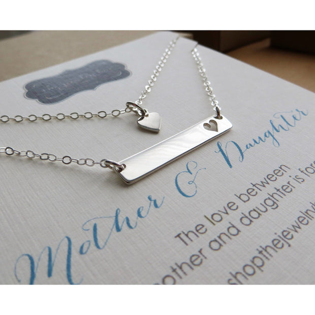 Mommy and me bar necklace set-engraving option - RayK designs