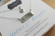 Dandelion horizontal bar necklace set for mother & daughter - RayK designs