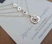 Mother 3 daughter jewelry, Dandelion charm necklace set - RayK designs