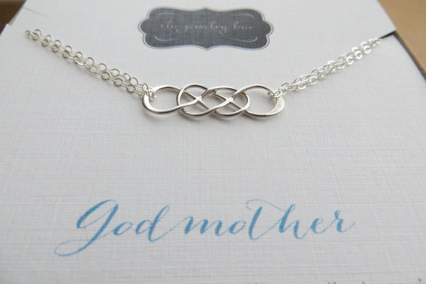 Godmother bracelet, interlocking infinity bracelet, Godmother gifts, mothers day gift for Godmother from goddaughter, godmom gift - RayK designs