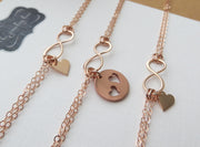 Mother two daughter infinity heart bracelet set - RayK designs