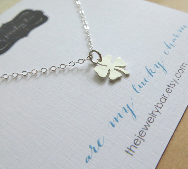 Lucky charmcc necklace, Shamrock, four leaf clover, best wishes gift, good luck gift for friends, co worker gift, you are my lucky charm - RayK designs