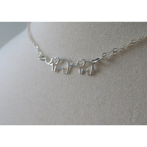 Mother son jewelry, mama and baby elephant necklace - RayK designs