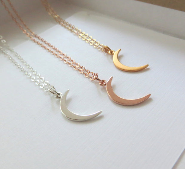 Small gold crescent moon necklace, moon charm necklace, gold crescent moon, celestial jewelry - RayK designs