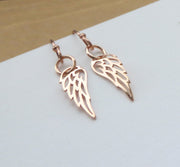 Rose gold Angel wing earrings, dainty small earrings, silver, gold, gift for her, feather earrings - RayK designs