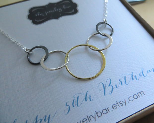 5 rings for 5 decades necklace - RayK designs
