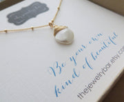 Keishi pearl necklace, Be your own kind of beautiful message jewelry, birthday gift for her, daughter, gift for women, freshwater pearl - RayK designs