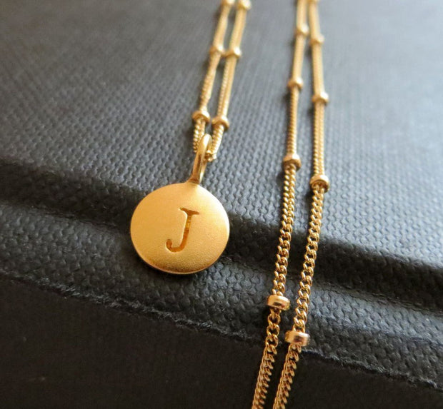 Gold initial necklace, personalized jewelry, you are one in a million, 24k gold disk letter charm, monogram, gift for her minimalist jewelry - RayK designs