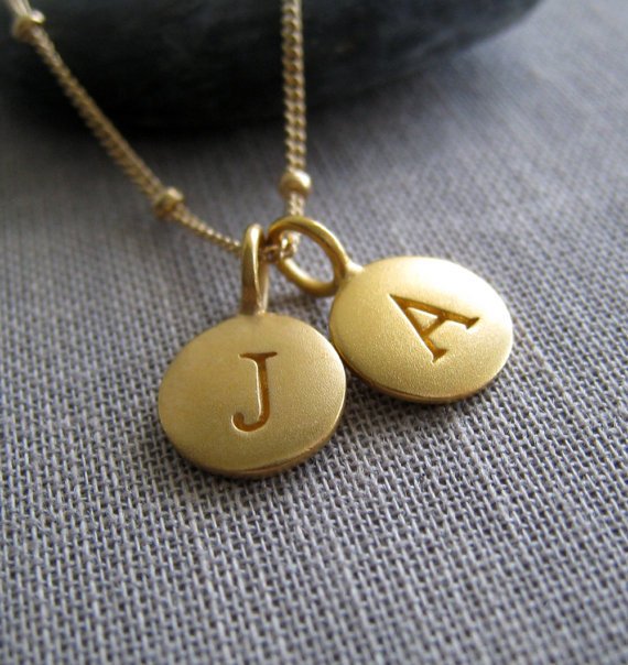 Gold initial necklace, personalized jewelry, you are one in a million, 24k gold disk letter charm, monogram, gift for her minimalist jewelry - RayK designs
