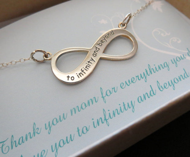 To infinity and beyond necklace, engraved infinity necklace, Mothers infinity necklace, gift for mom - RayK designs