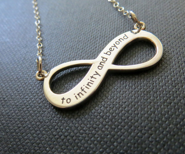 To infinity and beyond necklace, engraved infinity necklace, Mothers infinity necklace, gift for mom - RayK designs
