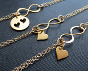 Mother two daughter infinity heart bracelet set - RayK designs