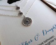 Mother two daughter sterling silver Dandelion necklace set - RayK designs